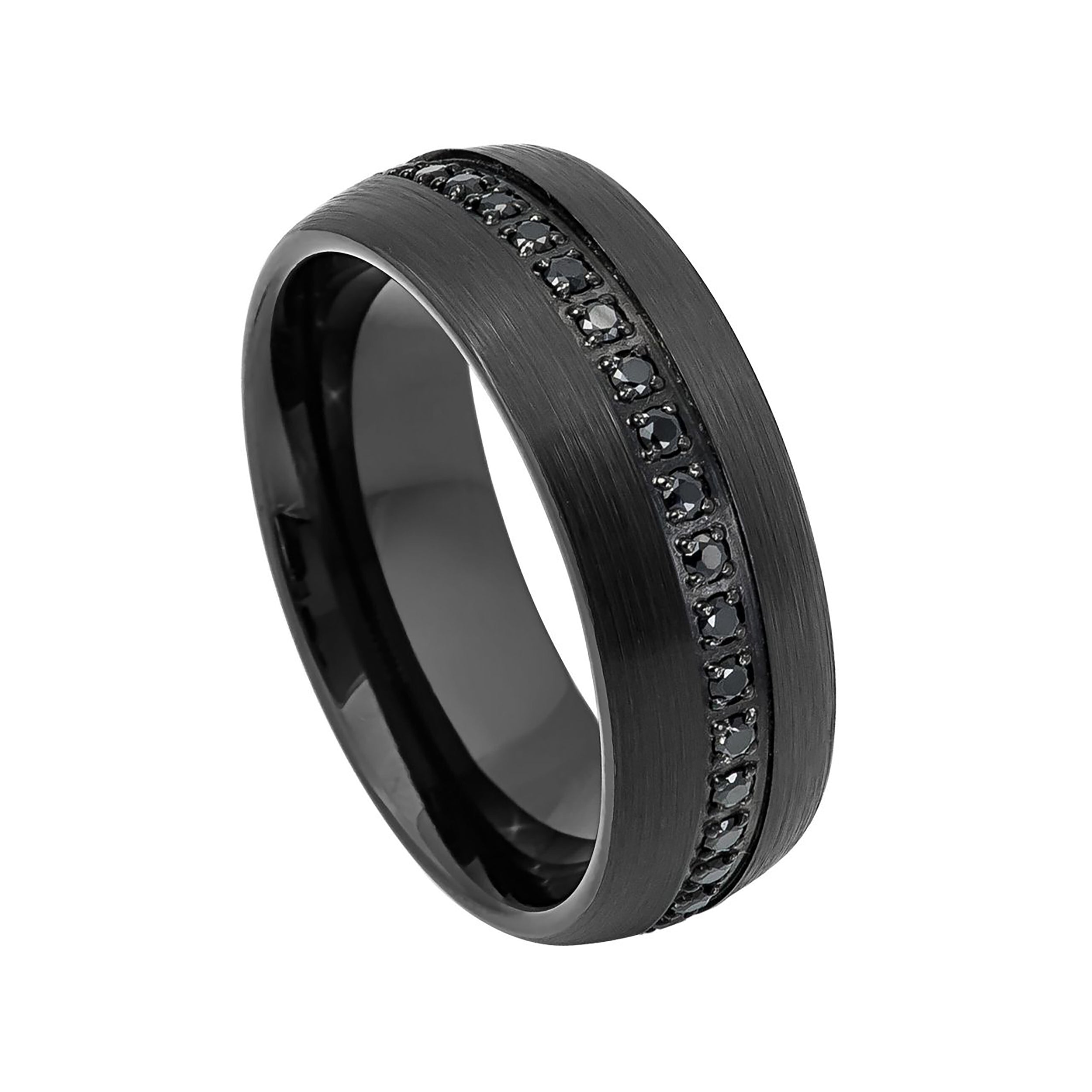 Eternity Ring Lab Created Black Diamond Rings Men's Dome