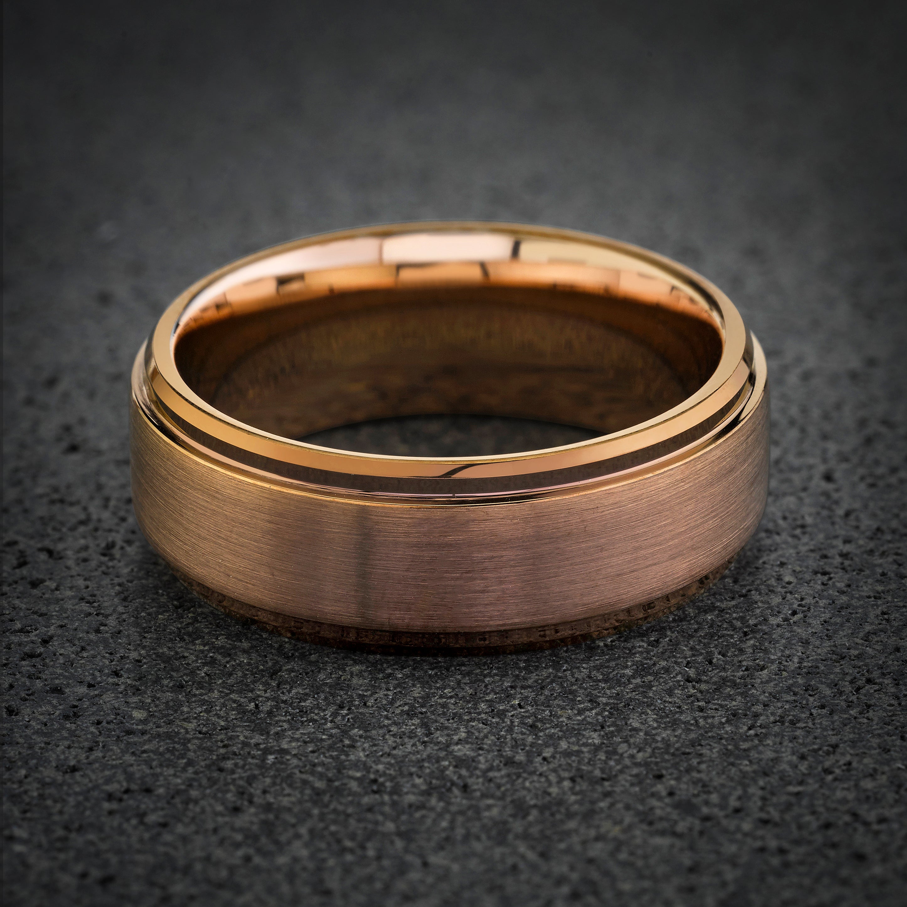 Mens Rose Gold Tungsten Ring