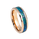 Rose Gold Tungsten Ring Emerald Opal