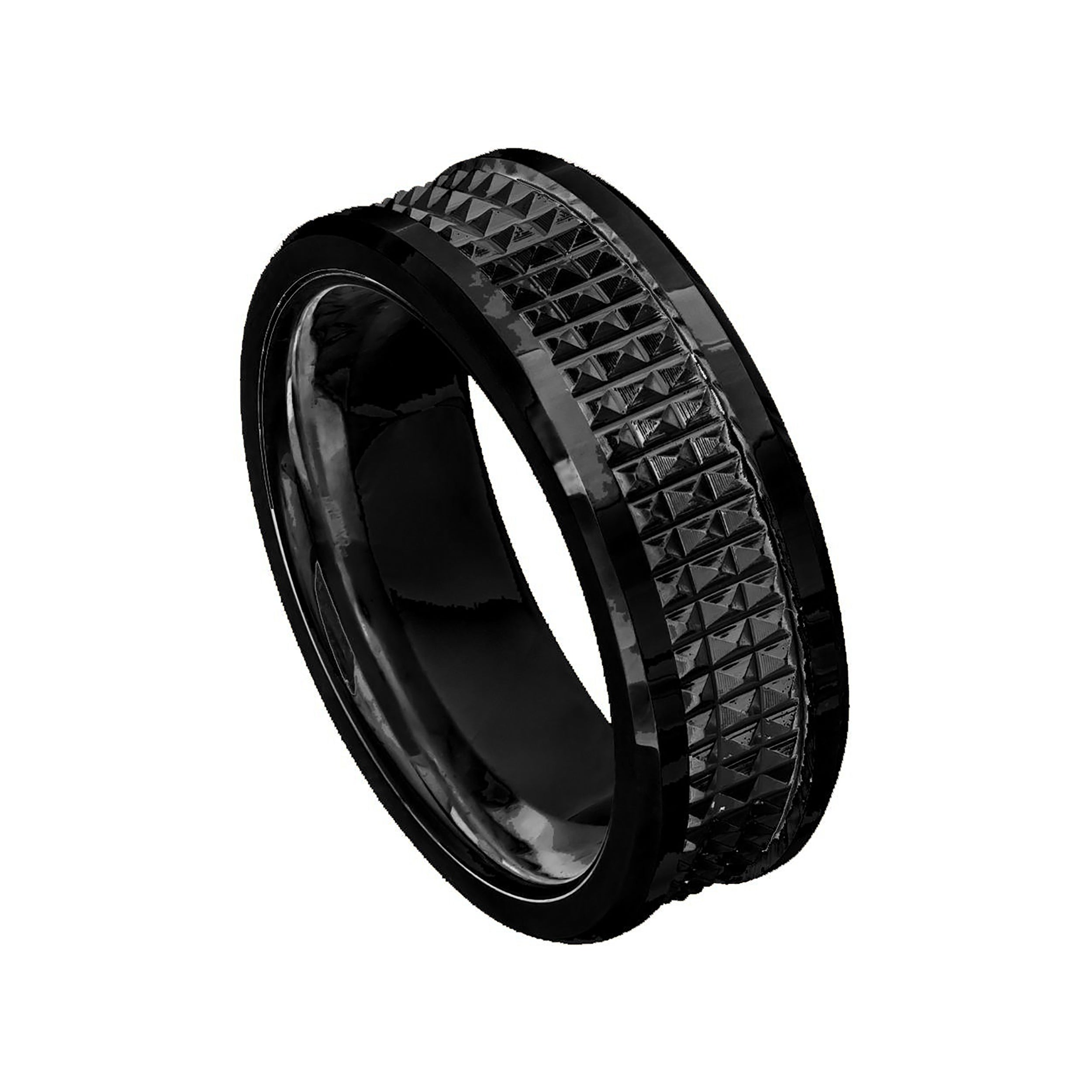 Black Jagged Center Tungsten Ring