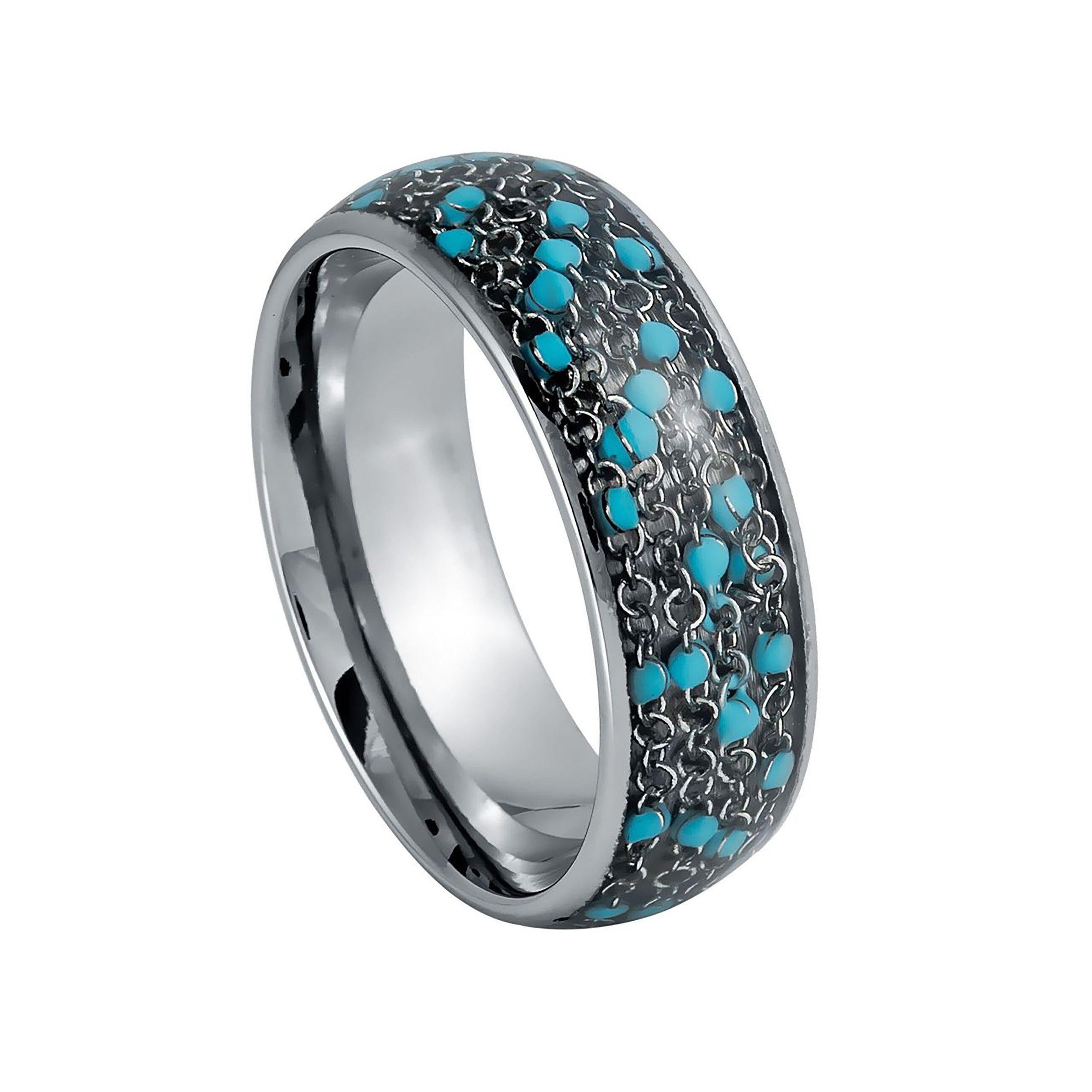 Blue Beads Tungsten Ring