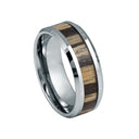 Zebra Wood Inlay Tungsten Ring