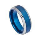 Blue Brushed Tungsten Ring