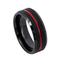 Red Grooved Tungsten Band