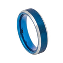 Blue Brushed Tungsten Ring