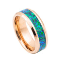 Rose Gold Tungsten Ring Emerald Opal