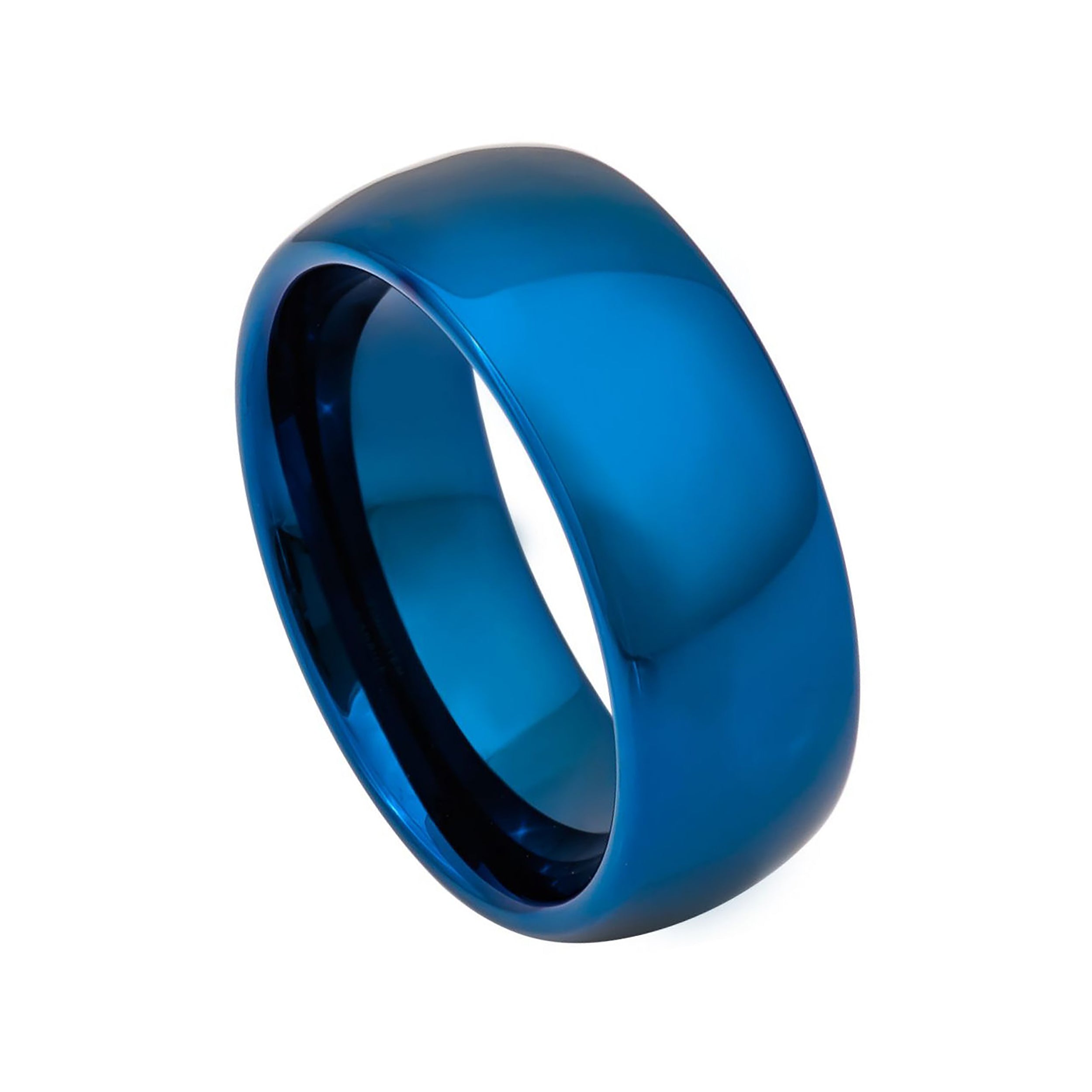 Domed Shiny Blue Tungsten Ring