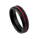 Red Grooved Tungsten Band