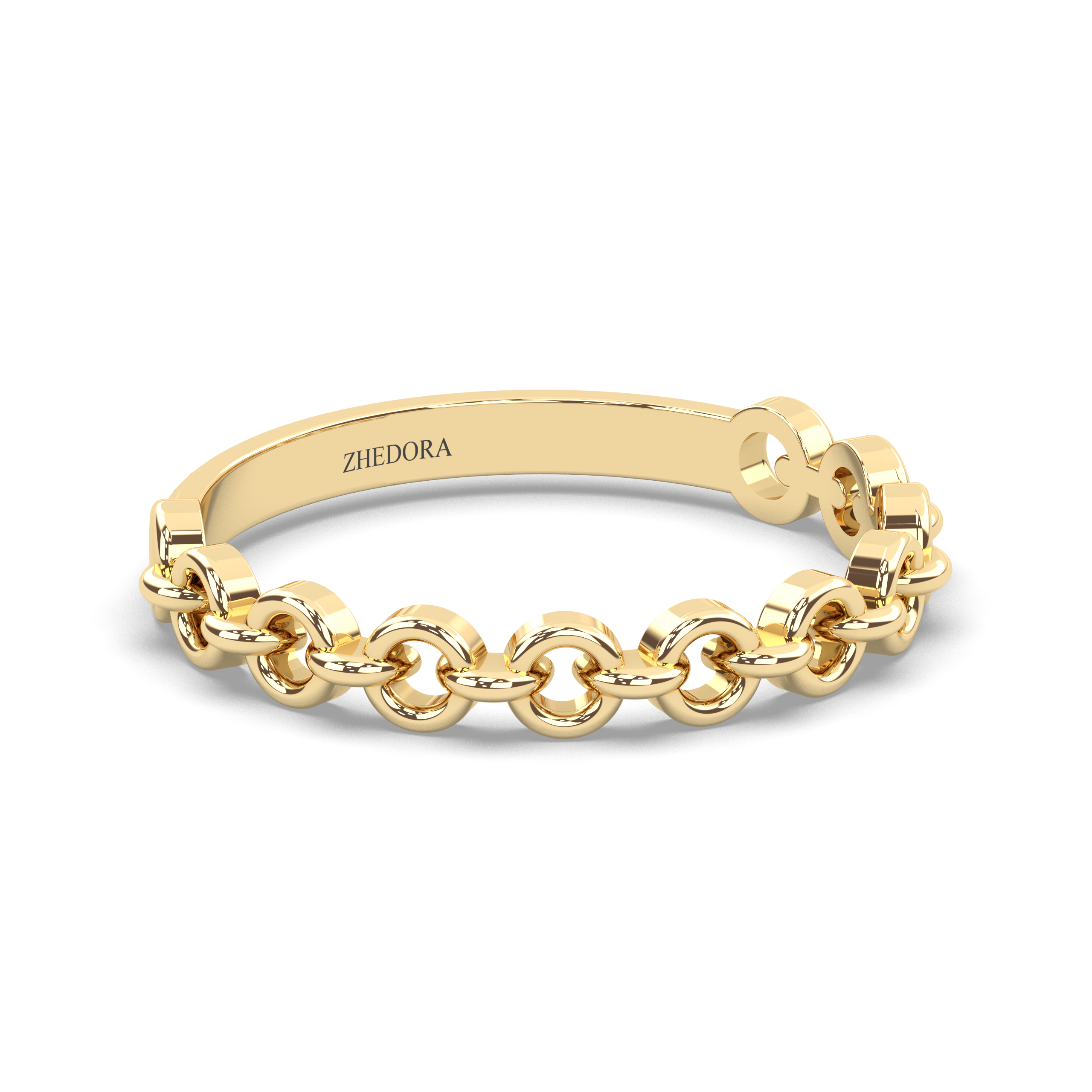 Golden Rings With Chain Chain Ring, Solid Gold Link Ring, Stackable Gold Ring, Chain Link Band ...