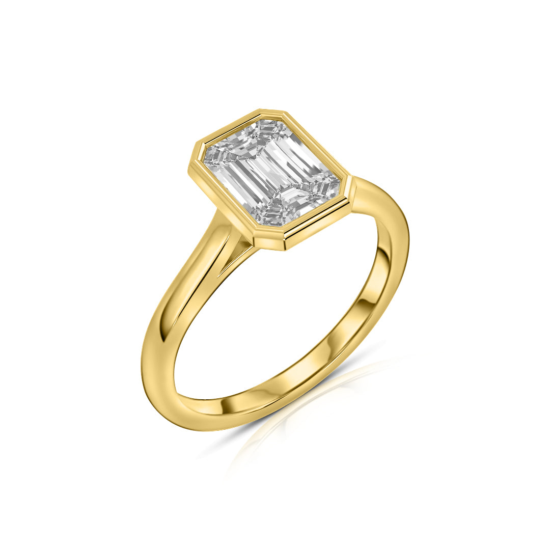 Bezel Emerald Cut Diamond Ring
